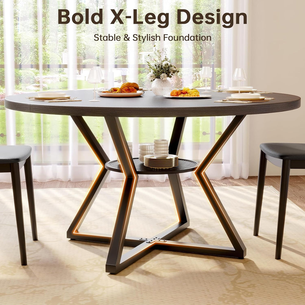 Concho 55" Round Dining Room Table for 6-8,Circle Kitchen Dining Dinner ...