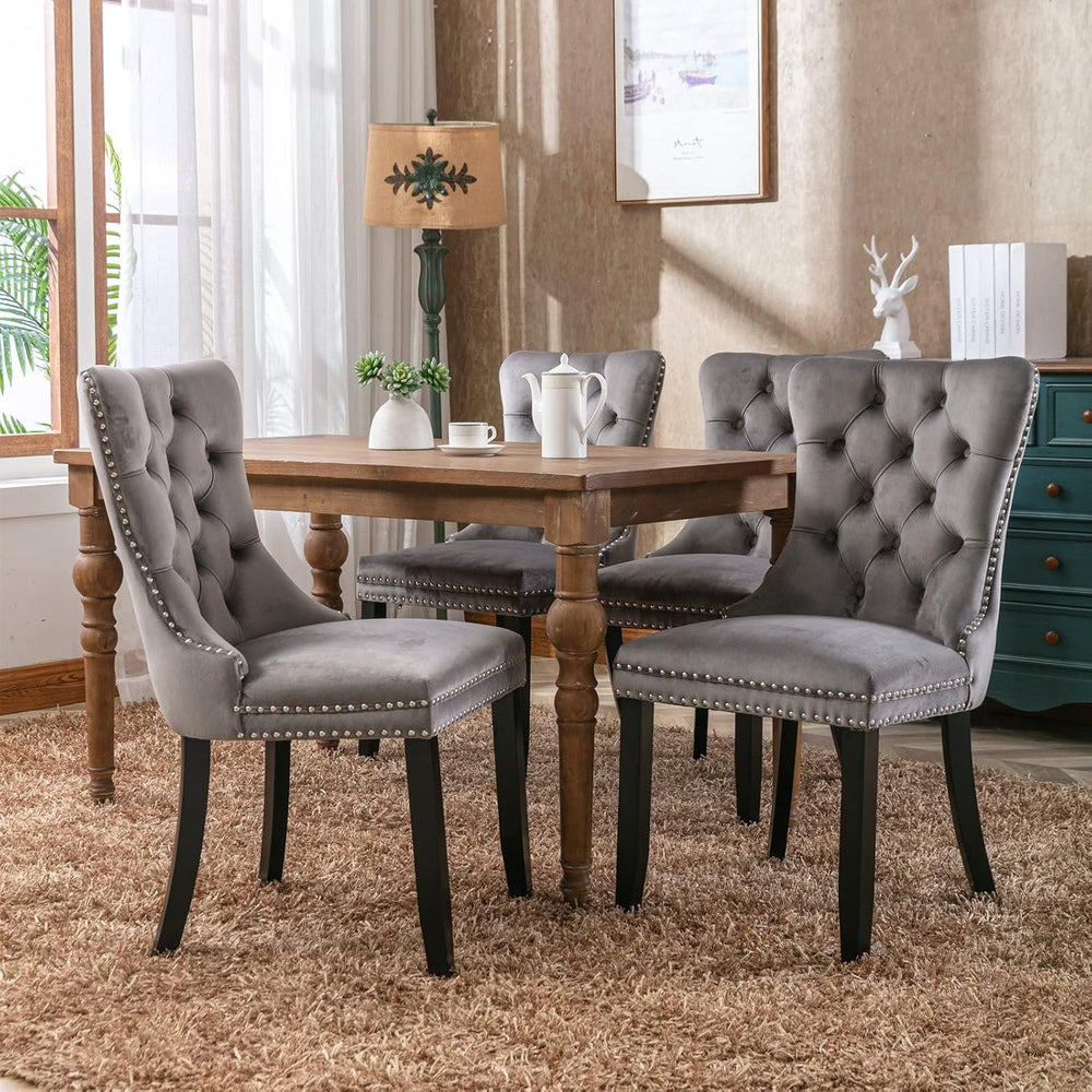 KEIKI Tufted Dining Room Chairs Set of 2, Velvet Kitchen Nailhead Trim Chairs...