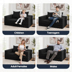 COMAX Futon Sofa Bed, 4‑in‑1 Convertible Sofa Bed, Folding Boneless Couches | Boneless Couch for living room, Fold Out Small Foldable Loveseat Floor Sleeper Mattress Lounge Space‑Saving, Black