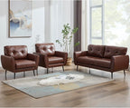 TYBOATLE Sofa Couch 61" Small Loveseat Couches for Living Room Leather Couch Mid Century Modern Tufted Mini Sofa Comfy Office 2 Seat Settee Love Seat Loveseat for Small Spaces Bedroom (3, Brown)
