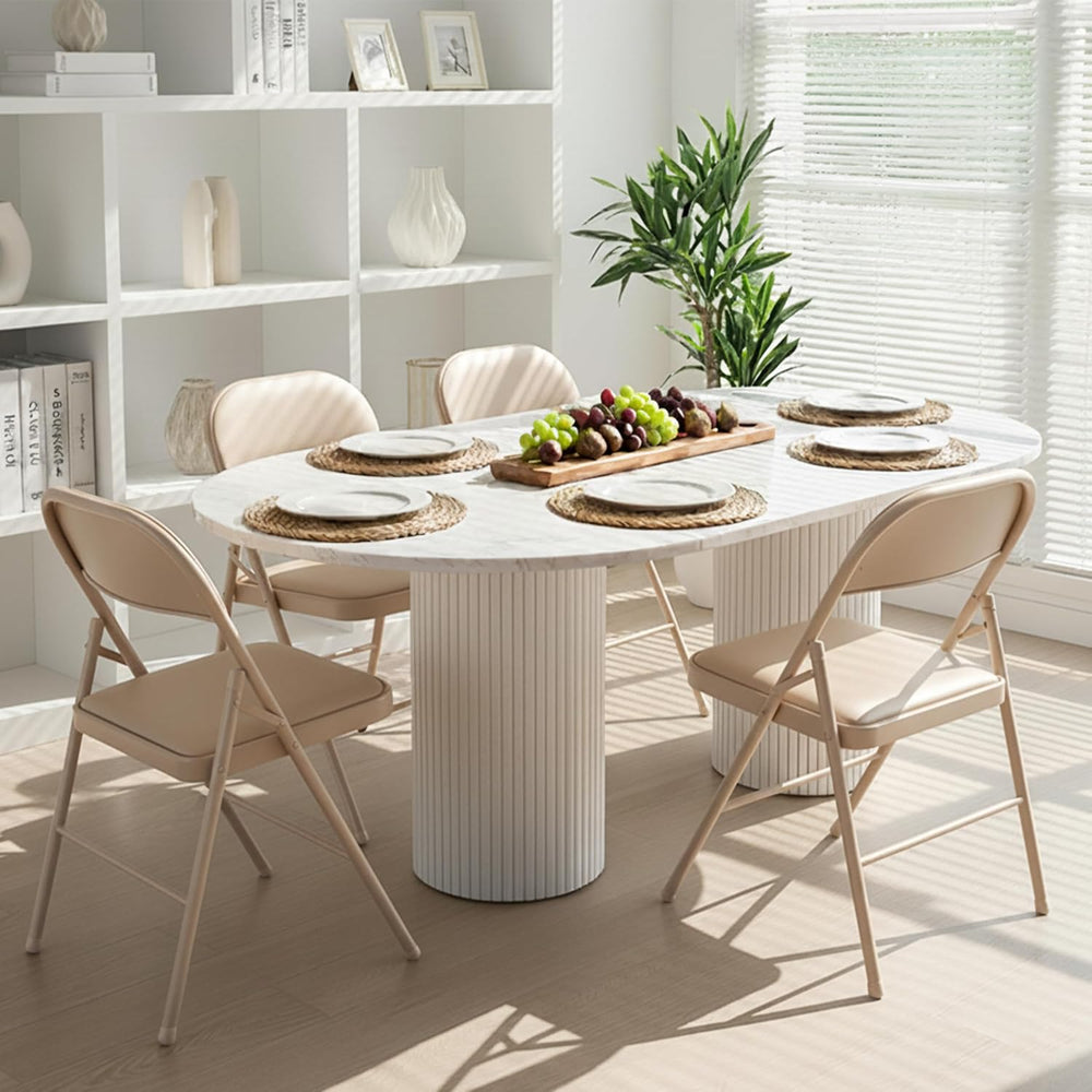 Simple Deluxe Dining Chairs Set of 4, Leather Cushion Foldable Contemporary K...