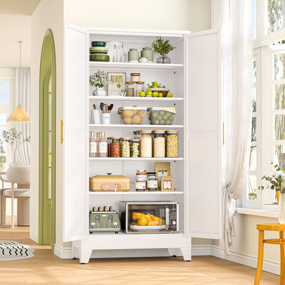 GAIOUS 75.2" Tall Metal Storage Cabinet with 2 Doors & 5 Adjustable ...