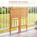 Tangkula Acacia Wood Outdoor Folding Bar Table, Patio Rectangle Counter Height Pub Table with Slatted Tabletop, for Balcony, Backyard Garden and Poolside