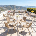 VINGLI Plastic Stackable Patio Chairs, Set of 4, Champagne