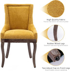 Gold Dining Chairs Set of 4, Kitchen & Dining Room Chairs, Fabric Upholstered Dinning Chairs, Sillas De Comedor, Nailhead Trim, Wood Legs (Yellow, 4 Pcs)