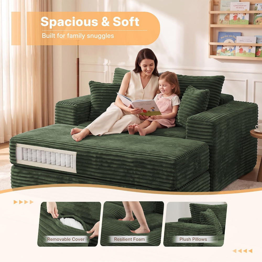Busaurus 60'' Oversized Chaise Lounge Chair Indoor with Ottoman, Conv...