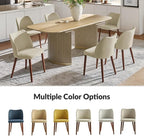Dining Chairs Set of 2, Upholstered Kitchen Dining Room Chair Set Morden Accent Side Dinner Chair with Curved Padded Back Wood Legs for Restaurant/Cafe, Ivory