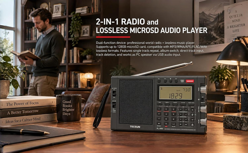 Tecsun PL990 Digital Worldband AM/FM Shortwave Longwave Radio with Single Sid...