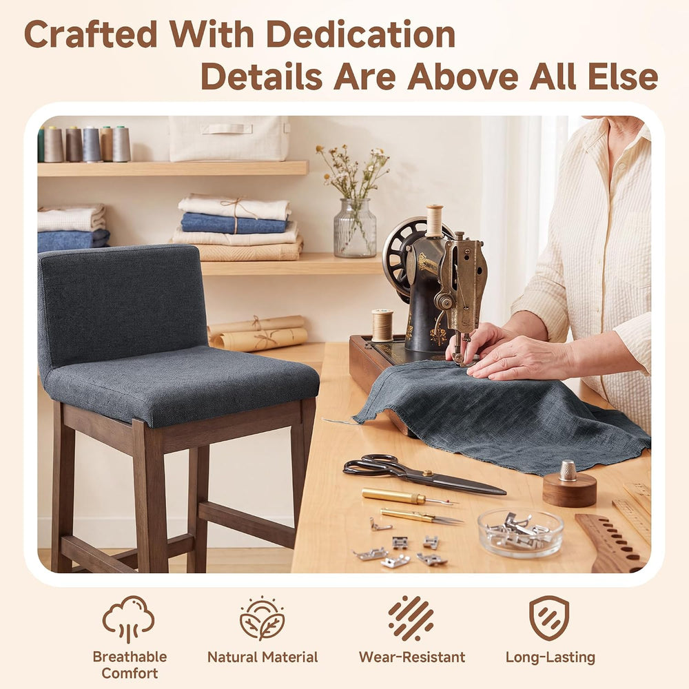 28.9 Inch Bar Stools Set of 4, Counter Height Bar Stools with Backs, Comforta...