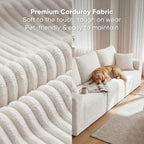 Homall Sectional Couches for Living Room, Modern Boneless Couch with Deep Seat, Upholstered Cloud Sofa, No Assembly Required (Beige, Four-Seater Sofa)