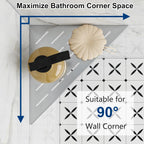 Corner Shower Shelves, 10” Recessed Tile Shower Shelf, 304 Stainless Steel Grout in Corner Tile Shower Shelves, No Drilling, Brushed Nickel, 2 Pack