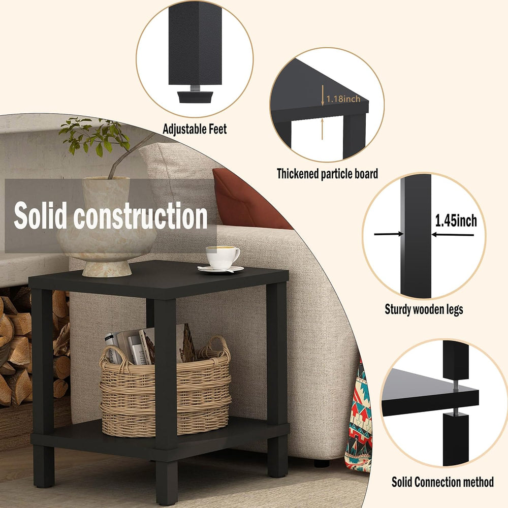 MMEOLUOOK Large End Table Square Side Table Modern Sofa Table 20 Inch Industr...