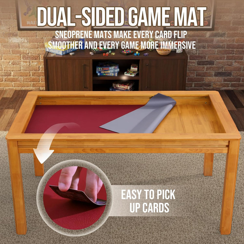 63" Solid Wood Board Game Table for Gaming/Dining, Removable Top | Gamin...