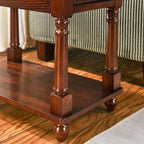 Set of 2 Narrow End Table with Drawer, 2-Tier Tables-Cherry Walnut | Skinny End Table with Storage Shelf, Small Nightstand, Tiny Sofa Side Table for Living Room, Wooden Nightstand for Bedroom