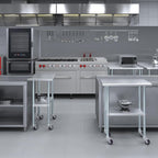 AmGood 18" x 30" Stainless Steel Work Table with Casters | Heavy Duty Metal Utility Table On Wheels | Kitchen Island Cart