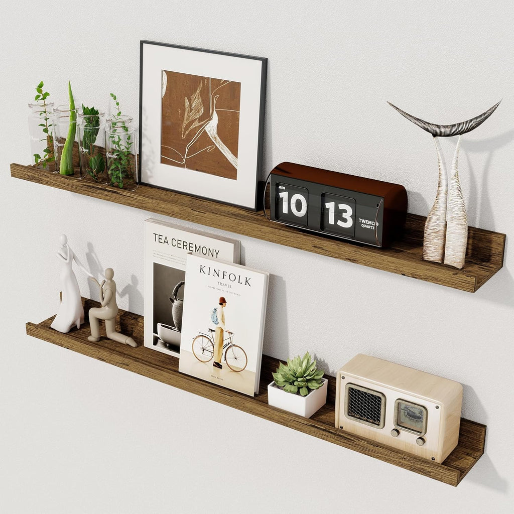Axeman 30 Inch Floating Shelves for Wall | Picture Ledge Shelf Set of 2 | Rustic Picture Shelf for Wall with Ledge | Floating Shelves with Lip | Photo Ledge Shelves for Books Album Records