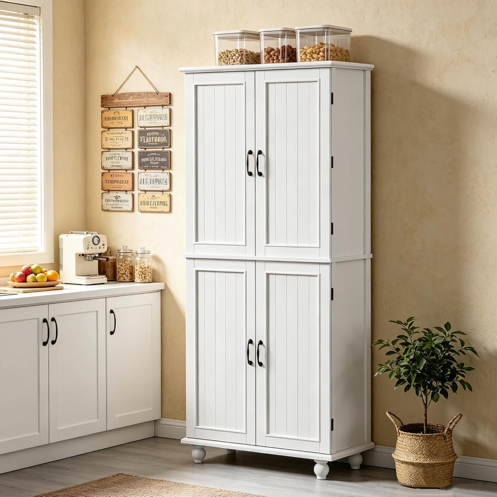 Scurrty Kitchen Pantry Cabinet, 69'' Pantry Storage Cabinet with 4 Do...