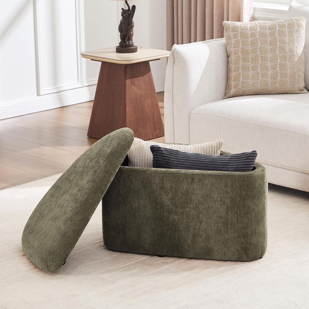 ONEVOG Storage Ottoman with Removable Lid, Modern Multifunctional Chenille Up...