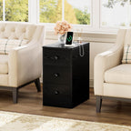 LIKIMIO Nightstand with Charging Station, 3 Drawers Modern for Bedroom