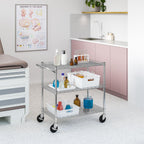 Seville Classics UltraDurable NSF Commercial Heavy Duty Metal Rolling Utility Cart, w/ Steel Shelves, Handle Bar for Restaurant, Garage, Warehouse, Kitchen, Office, Top Shelf (36"W x 18"D)