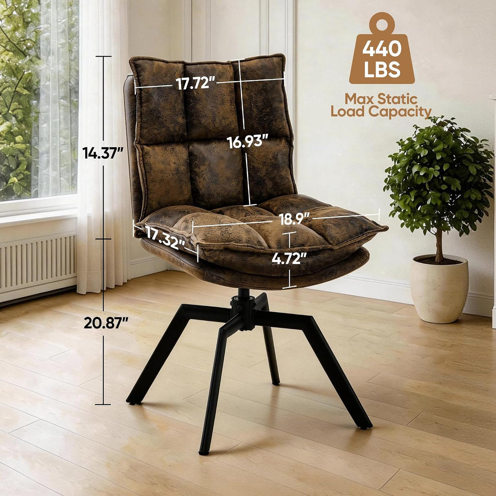KEEZY Swivel Dining Chairs Set of 2, Mid-Century Modern Chairs with PU Leathe...