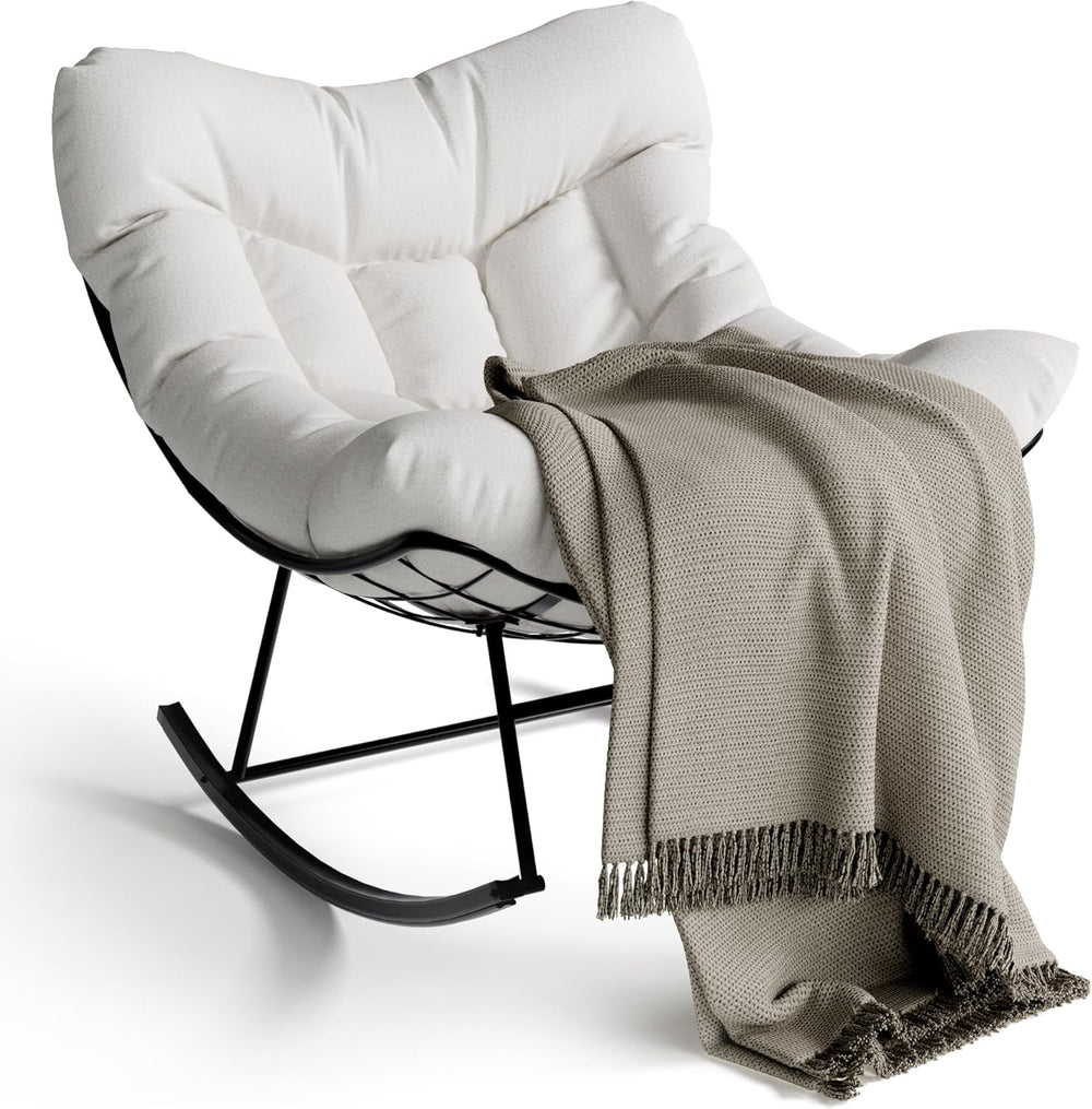 GarveeLife Outdoor Papasan Rocking Chair for Balcony Backyard Porch Bedroom |...