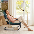 Peace nest Comfy Accent Chair Modern Living Room Bedroom Armchair with Mental Frame Comfortable Shredded Foam Cushion for Balcony Lounge Reading Meeting Room Blue
