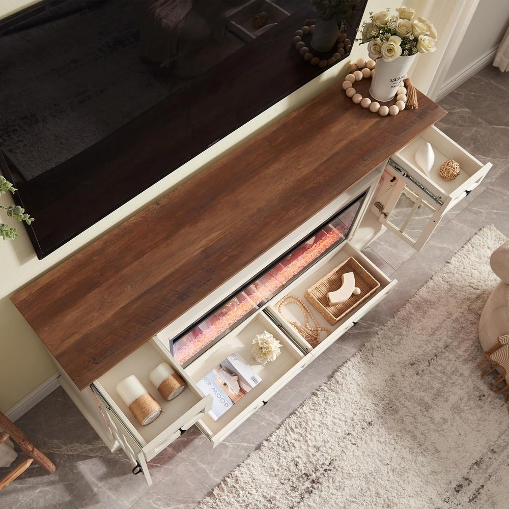 RedLemon Farmhouse Fireplace TV Stand for 80 Inch TV, Antique White | 36&quot...