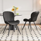 Dining Chairs Set of 6 Modern Fabric Dining Room Chairs Upholstered Dining Chairs with Thick Cushions Metal Legs Armless Back Chair for Kitchen and Living Room Ink Black