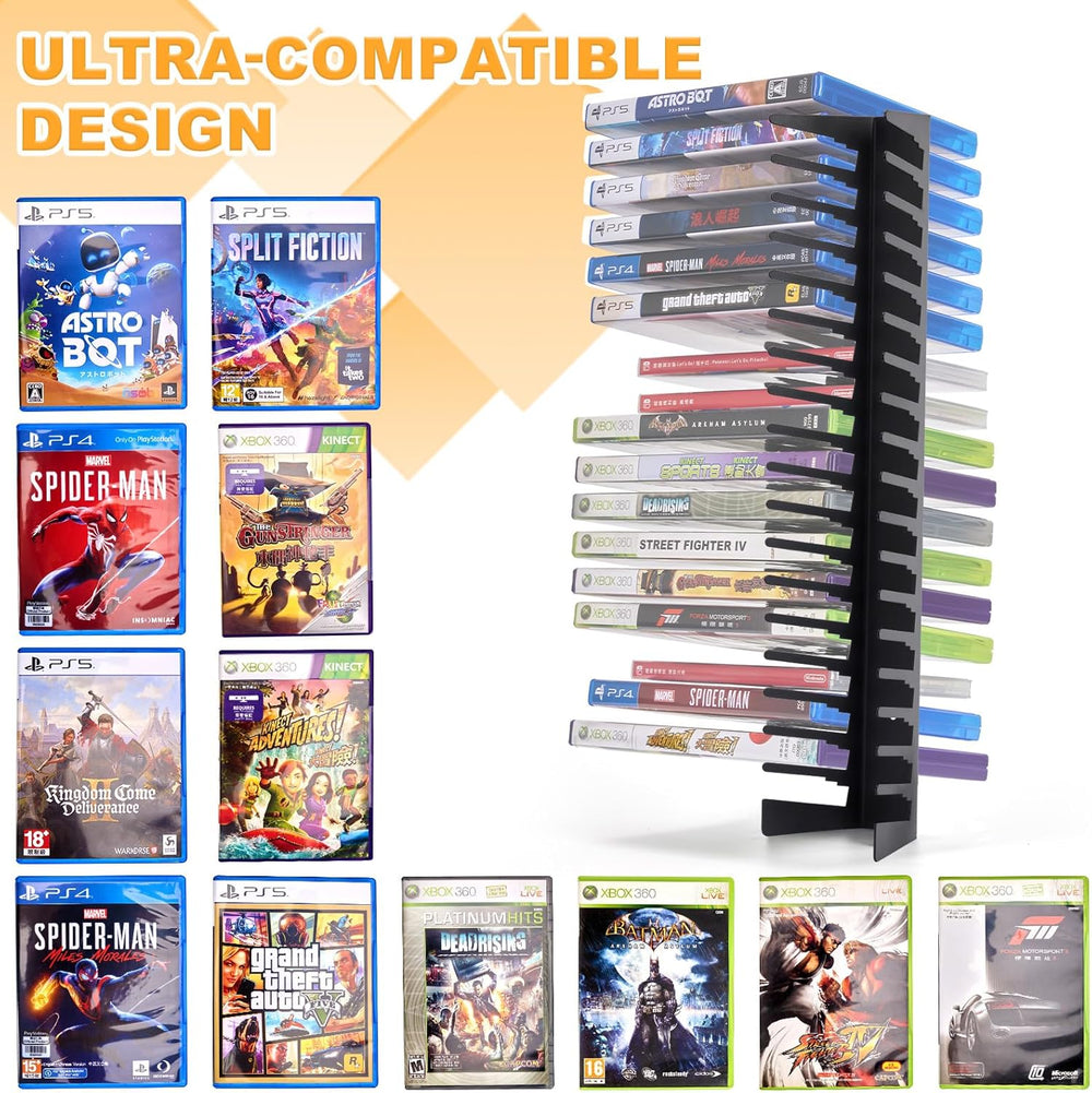 4 Pack Video Game Case Storage Wall Mount - Holds Up to 72 Disc Boxes,Metal W...