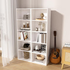Wooden 5 Cube Storage Organizer, White 5 Tier Bookcase Bookshelf Freestanding Storage Display Organizer, Versatile Cubes Open Shelf and Cubby Unit for Living Room, Home Office, Dinning Room 15.7inch