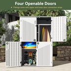Aoxun White Resin Outdoor Storage Shed with 2 Shelves & Floor, 64 Cu.Ft Vertical Waterproof Cabinet for Garage, Pool, Bike, Garden Tools, Patio Furniture