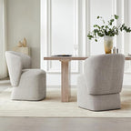 Upholstered Dining Chair with Casters No Assembly Linen DeskChair Wingback Single Sofa for Kitchen Diningroom Bedroom Readingroom,2 PCS,Beige