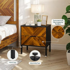 Bme Vivian Nightstand with 2 Drawers, Solid Acacia Wood Bedside Table, Rustic Golden Brown Mid Legacy Modern Night Stand with Storage for Bedroom, Solid Wood End Table with Metal Legs
