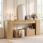 Tribesigns 78.7-Inch Extra Long Console Table for Entryway, Narrow Sofa Table Behind Couch for Living Room, Farmhouse Entrance Entry Table for Foyer with Wooden Double Base, Natural Oak