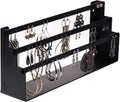 Angelynn's Freestanding or Wall Mounted Earring Holder Organizer Display for Small and Medium Post Stud Dangle Pierced Earrings, Hanging Closet Jewelry Storage Rack, Daelyn Black 6" x14 1/2"