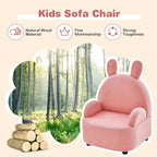 INFANS Kids Sofa with Footstool, 2 Seat Toddler Upholstered Couch, Children Armrest Chair Lounge for Nursery Kindergarten Kids Room Boys Girls, Sturdy Wood Construction Velvet Surface (Rabbit)