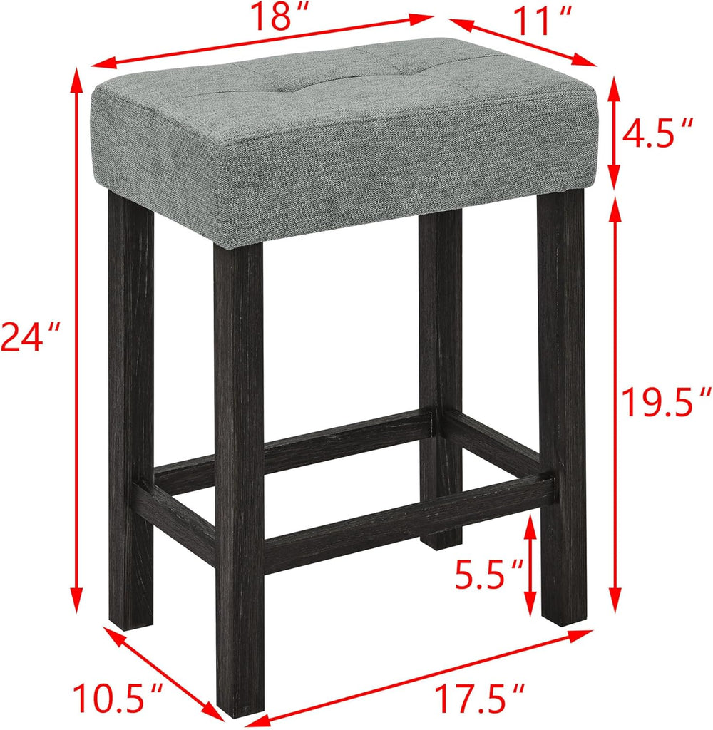 59" Bar Table Set with Power Outlet & 3 Upholstered Stools – 4-Piece...
