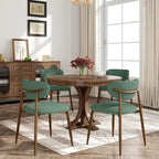Dining Chairs Set of 4, Curved Back Kitchen Room Chairs with Metal Legs and Anti Slip Pads, Upholstered Dining Chair for Home and Restaurant, Green