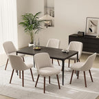 Upholstered Dining Chairs Set of 6, Modern Fabric Kitchen Chairs with Back, Wood Legs for Kitchen Dining Room Restaurant, Camel