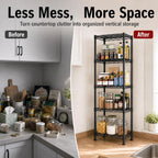 GRANNY SAYS 5-Tier Narrow Storage Shelves for Small Spaces – 15.8" W Metal Shelving Unit, Adjustable Wire Shelf, Freestanding Storage Rack for Bathroom, Laundry, Kitchen Pantry, Garage, Black