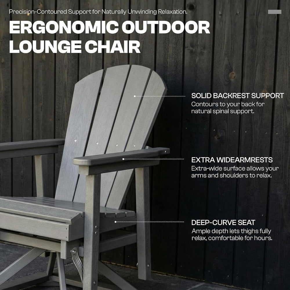 Set of 2 Adirondack Swivel Glider Chairs, All-Weather HDPE Patio Glider Set f...