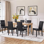 Yaheetech Dining Chairs Set of 6 Faux Leather Modern Dining Room Chairs with Rubberwood Legs and Padded Seat for Kitchen/Living Room/Restaurant, Black
