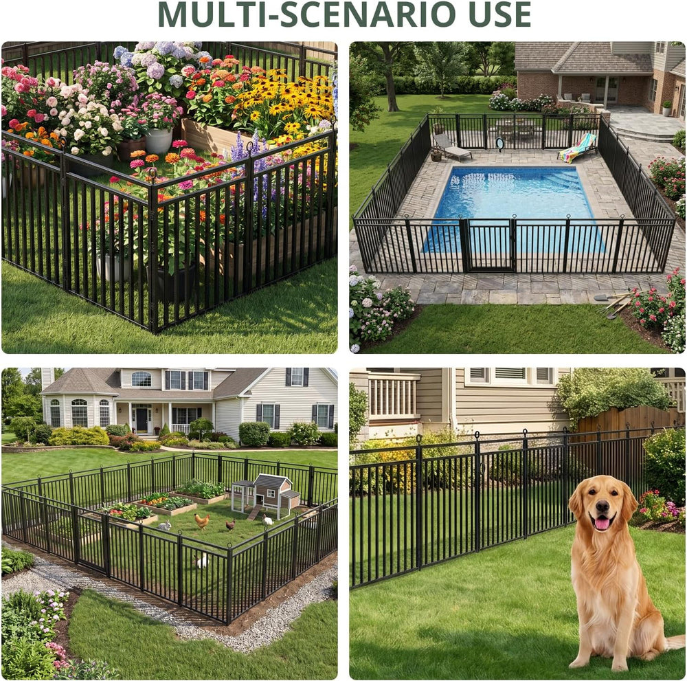 Decorative Garden Fence Metal Dog Fence Outdoor for Yard, 72ft (L) × 32in (H)...