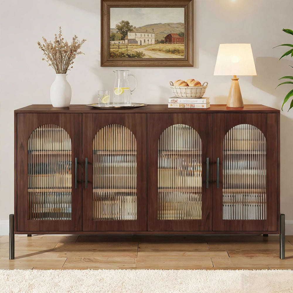 HUAHUU 55" Buffet Cabinet with Storage, Large Sideboard Cabinet with Flu...