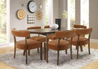 Modern Dining Chairs Set of 2, Faux Leather Upholstered Kitchen & Dining Room Chairs, Mid Century Modern Wooden Dining Chairs Oversized Sturdy Rounded Chairs Curved Back, Brown
