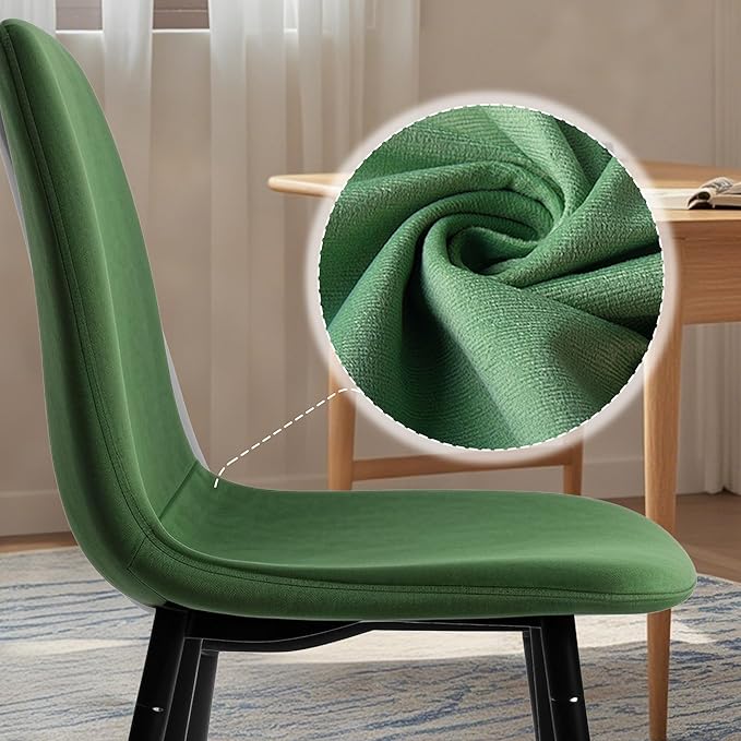 CangLong Modern Velvet Chairs with Metal Legs for Living, Bedroom, Restaurant, Dining Room, Set of 4, Dark Green
