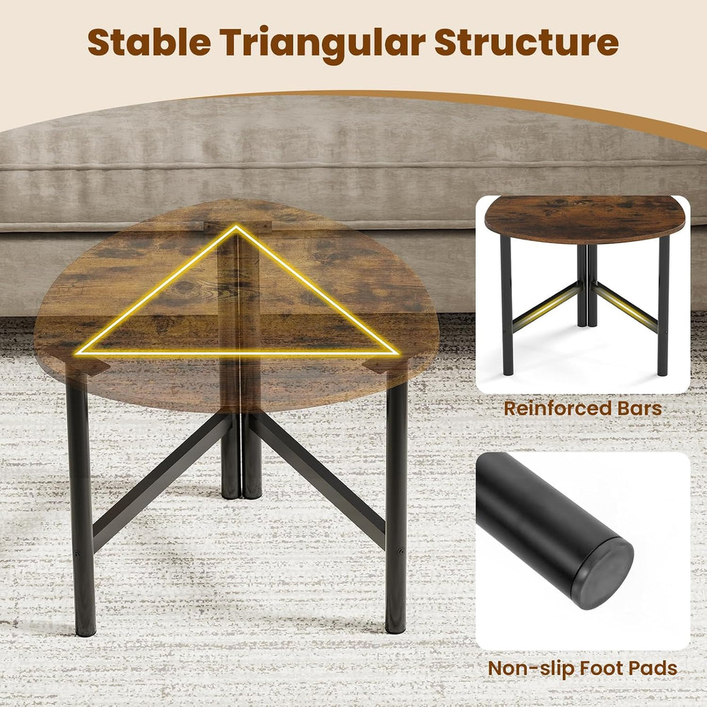 GOFLAME Triangular End Table, Modern Sofa Couch Side Table with Wood Faux Mar...