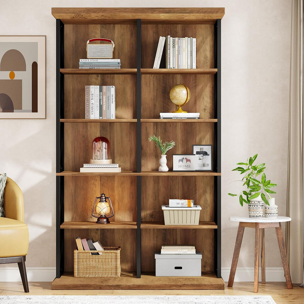 Tribesigns 75 Inch Tall Bookcase, Double Wide Bookshelves and Bookcase