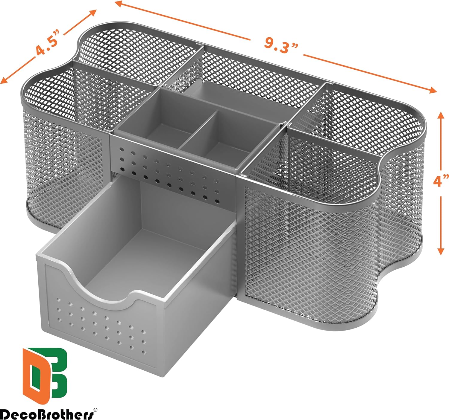 Deco Brothers Desk Organizers Pen Holder Office Caddy Storage, Silver